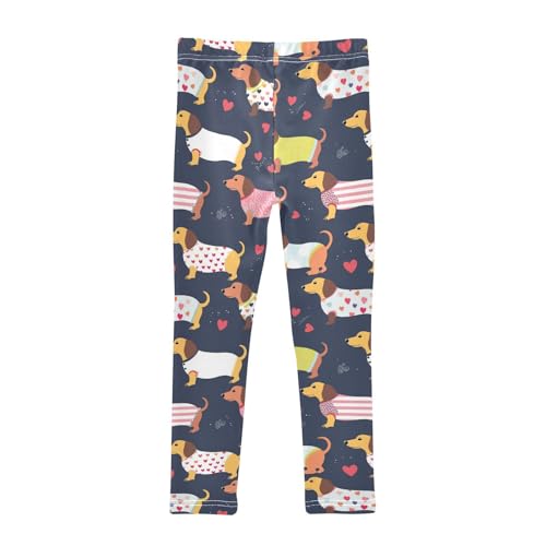 Wusikd Cute Long Dachshunds Girls' Leggings Toddler Doodles Kids Yoga Pants Dance Active Tights 4T2