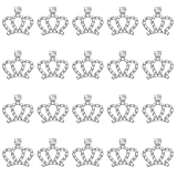 20 Pcs Silver Rhinestone Crown Embellishments, Mini Crystal Crown Charms for Jewelry Making, 1.7cm DIY Craft Crowns Decorations for Phone Case Ladies Brooches Hat Gifts Wedding Party