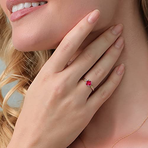 Gem Stone King 925 Sterling Silver and 10K Yellow Gold 6MM Cushion Cut Gemstone Birthstone Engagement Ring | Wedding Anniversary Promise Ring For Women | Available In Size 5, 6, 7, 8, 94