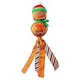 KONG Christmas Holiday Wubba Gingerbread Dog Toy – Interactive Tug & Fetch with Long Floppy Tails and Squeaker for Festive Play