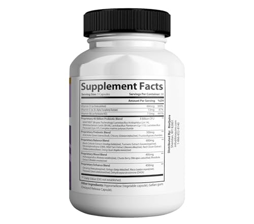 Image of Climcomfort Max Menopause Support, 40 Billion Probiotic with Black Cohosh, 90 Capsules, Hormone Balance and Hot Flash Relief (5)