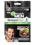 garnie'r Men Liquid Hair Colour, 100% Grey Coverage, Shampoo Color, 1.0 Natural Black, 10ml+10ml (Pack of 5)