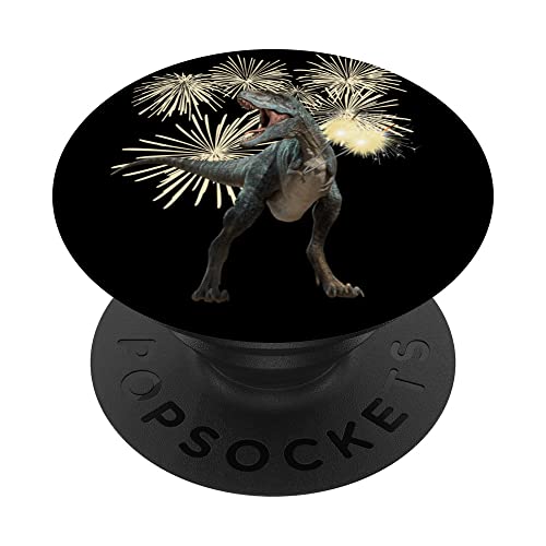 NEW YEAR'S EVE 2023 DECO SPARKLERS DINOSAUR WOMENS MENS KIDS PopSockets Swappable PopGrip, Black