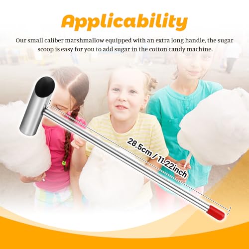 Zorqon Long Handle Small Caliber Marshmallow Machine Spoon, Stainless Steel Sugar Spoon, Cotton Candy Machine Spare Parts