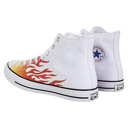 Converse Chuck Taylor All Star High Flames, White/Enamel Red-fresh Yellow, 9.5 Women/7.5 Men4