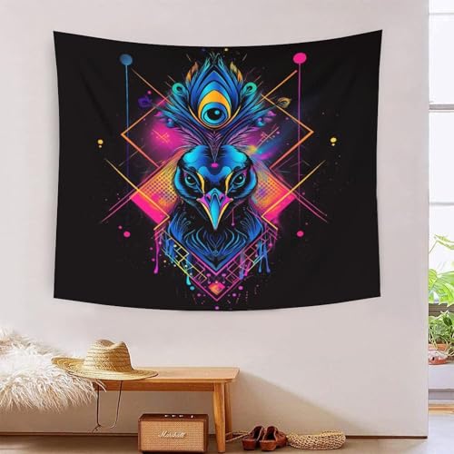 Tapisserie murale paon 3D grand tissu pour masquer un mur