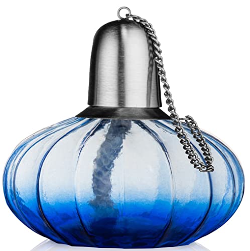 H Potter Tabletop Torch Patio Outdoor - Citronella - Decorative Flame Light for Poolside, or Backyard Garden - Heavy Duty Glass Refillable