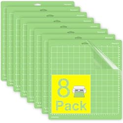 Gwybkq Standard Cutting Mat 12x12, 8 Pack Adhesive Sticky Green Mats | Compatible with Cricut Maker 3/Maker 4/Maker/Explore 3/4/5/Air 2/One, Cutting Mats for Crafts, Replacement Accessories