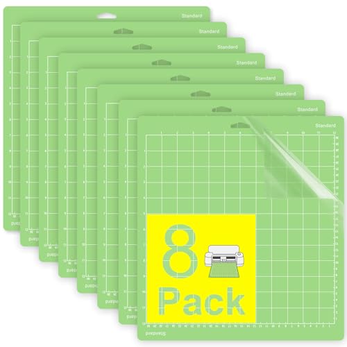 Gwybkq Cutting Mat 12x12 Standard Grip 8 Pack Compatible with Cricut Maker 4/Explore Air/One Non-Slip Durable Adhesive Mats Replacement Cutting Accessories for Die-Cutting Quilting & Crafts