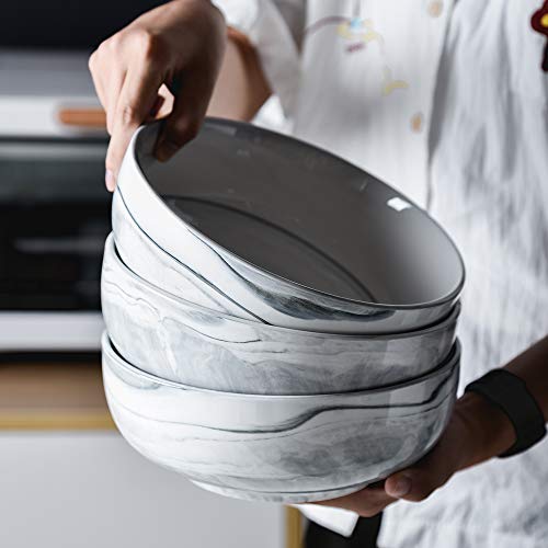 Yundu 56 Oz Gray Marble Porcelain Bowls, Popcorn Bowl, Fruit, Cereal, Pasta, Large, Soup, Serving, Pho Bowl Sets, Microwave And Dishwasher Safe Bowls For Kitchen, Set Of 3 #TOP5