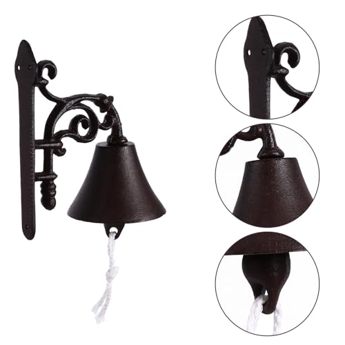 Cloche de porte rustique fer marron et sonnette murale vintage extérieure - 8