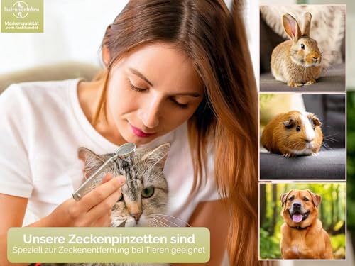 InstrumenteNrw Spitze Zeckenzange mit Lupe Kombi Zecken Pinzette - Rostfrei -