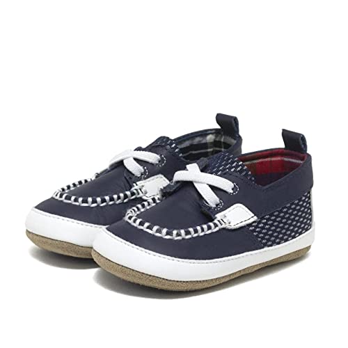Robeez First Kicks Baby Boy and Unisex Shoes and Sandals for Infant/Toddlers - Skipper Navy - 3-6 Months