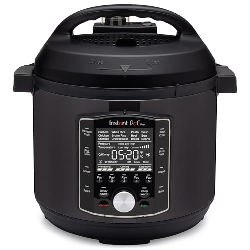 Instant Pot Pro 10-in-1 Pressure Cooker, Slow Cooker, Rice/Grain Cooker, Steamer, Sauté, Sous Vide, Yogurt Maker, Sterilizer, and Warmer, Includes App With Over 800 Recipes, Black, 6 Quart