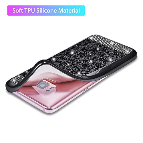 Zcdaye Case For Samsung Galaxy S7 Edge,Bling Glitter[Crystal Rhinestone Diamond][Electroplating Edge] Shockproof Protective Soft Tpu Back Case For Samsung Galaxy S7 Edge - Black #TOP2