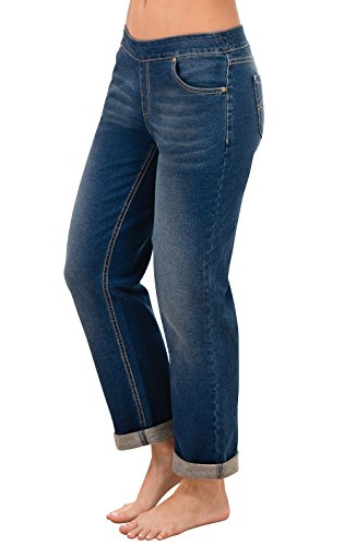 PajamaJeans Womens Stretch Jeans Denim - Loose Jeans for Women, Blue, L