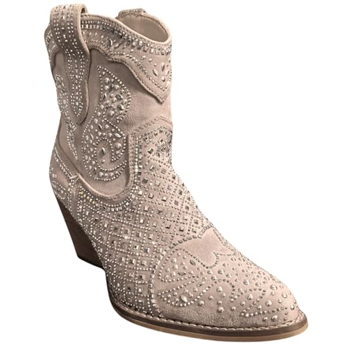 Very G Womens Show Off Rhinestone Ankle Western Booties