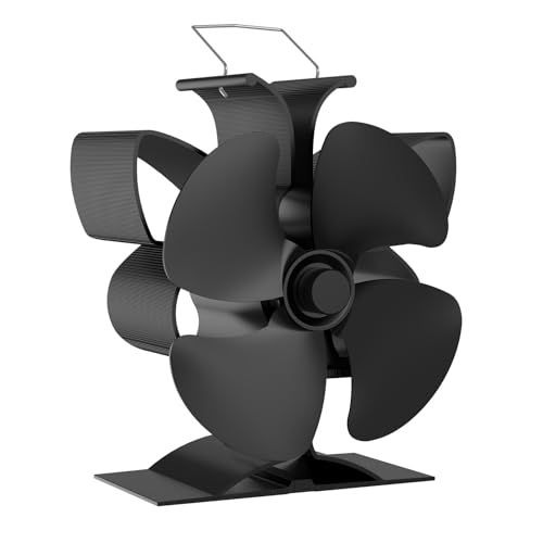 UZIMOO Ventilador de chimenea sin electricidad, 4 hojas, ventilador de estufa de chimenea, funcionamiento silencioso, ventilador de estufa de leña, funciona con calor, ventilador para leña/leña