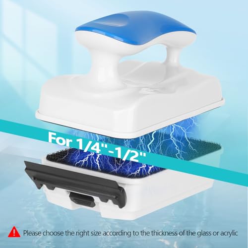 Image of AQQA Aquarium Magnet Glass Cleaner,Dolphin Series-Fish Tank Algae Scraper Brush Cleaner for Glass or Acrylic,2 Detachable Blades Floating Cleaning Tool For1 /4-1 /2 Thickness