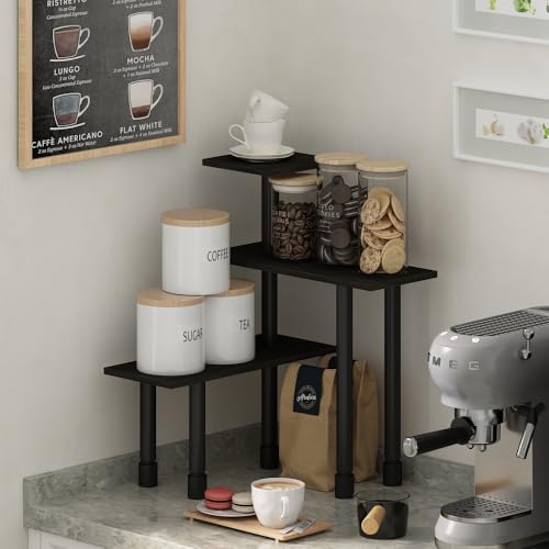 Image of Furinno Turn-N-Tube Kitchen Countertop Organizer, 3-Tier Corner Countertop Organizer Shelf, Corner Shelf, for Kitchen, Pantry, Organizers and Storage, Espresso