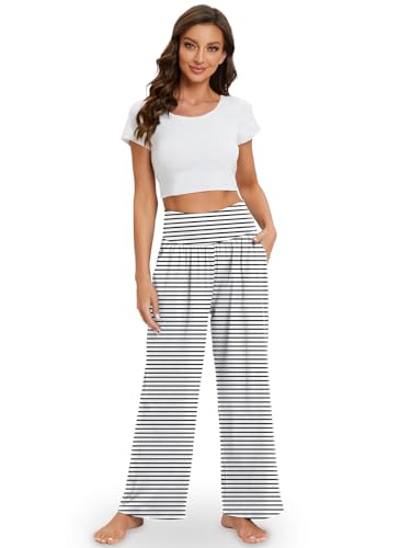 Image of Gracyoga Wide Leg Yoga Pants for Women Casual Loose Cozy Sweatpants High Waisted Lounge Pajama Flowy Pants With Pockets