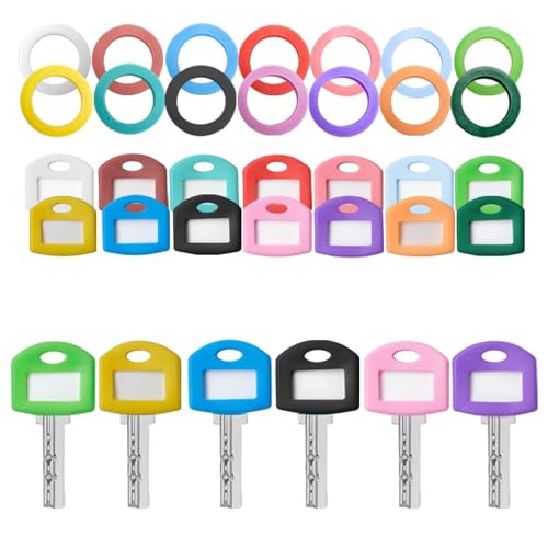 20 Stück Schlüsselkappen Eckig Key Caps Schlüssel Markierung für Die Einfache Identifizierung Von Haustürschlüsseln Eckig 2 Stile 10 Farben