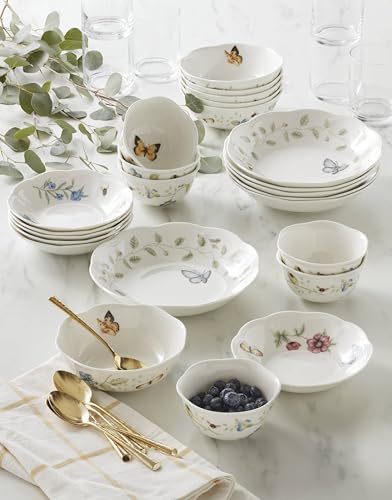Image of Lenox Butterfly Meadow Porcelain 24-Piece Variety Bowl Set for 6