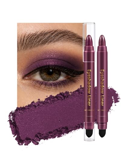 Plum Eyeshadow Stick with Blending Brush, Neutral Waterproof Cream Brightener Eye Shadow Sticks, Buildable Coverage & High Pigmented with Twist-Up Eyeshadow for Women, Beauty Eye Makeup - 01 Plum