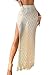 SHENHE Women's Crochet Swim Cover Up High Slit Sheer Long Beach Skirt Cover Up Apricot Small