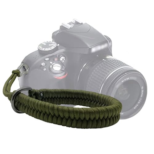 WESTCREEKS Camera Wrist Strap for Photographers, Detachable Hand Strap with Stainless Steel Clip, Paracord for DSLR Mirrorless Cameras (Green)