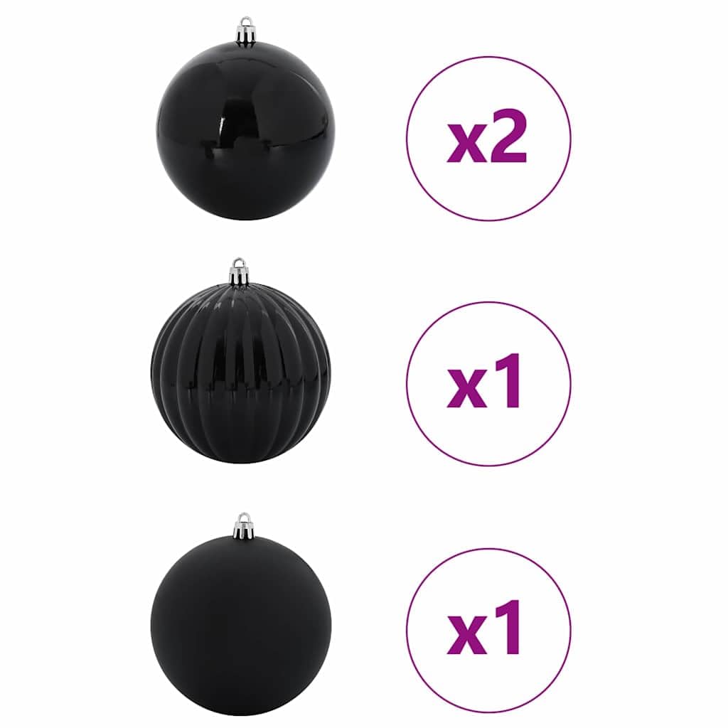 Bombki świąteczne 4 sztuki czarne 20 cm plastikowe