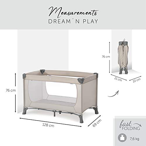Hauck 604144 Dream’n Play, campingbedje 120 x 60 cm vanaf geboorte tot 15 kg, 3-delig campingbedje met draagtas… - Afbeelding 3