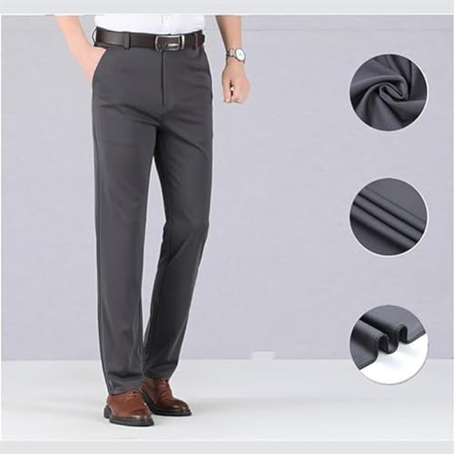 Mens Ice Silk Suit Pants, High Waist Ice Silk Slim Fit Anti-Wrinkle Lightweight Business Suit Pants Expandable Waist2