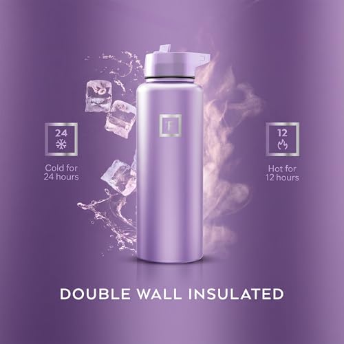 Image of IRON FLASK 40 oz Wide Mouth Water Bottle with Straw | Insulated Stainless Steel Sports Water Bottle with Leakproof Straw Lid - BPA Free, Cold 24 Hrs, Sweat Free (Lavender)