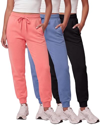 Real Essentials Confezione da 3: Pantaloni della Tuta da Donna in Pile dalla vestibilità Comoda, Casual per Il Tempo Libero (Disponibili in Taglie Forti), Set da 11, 33