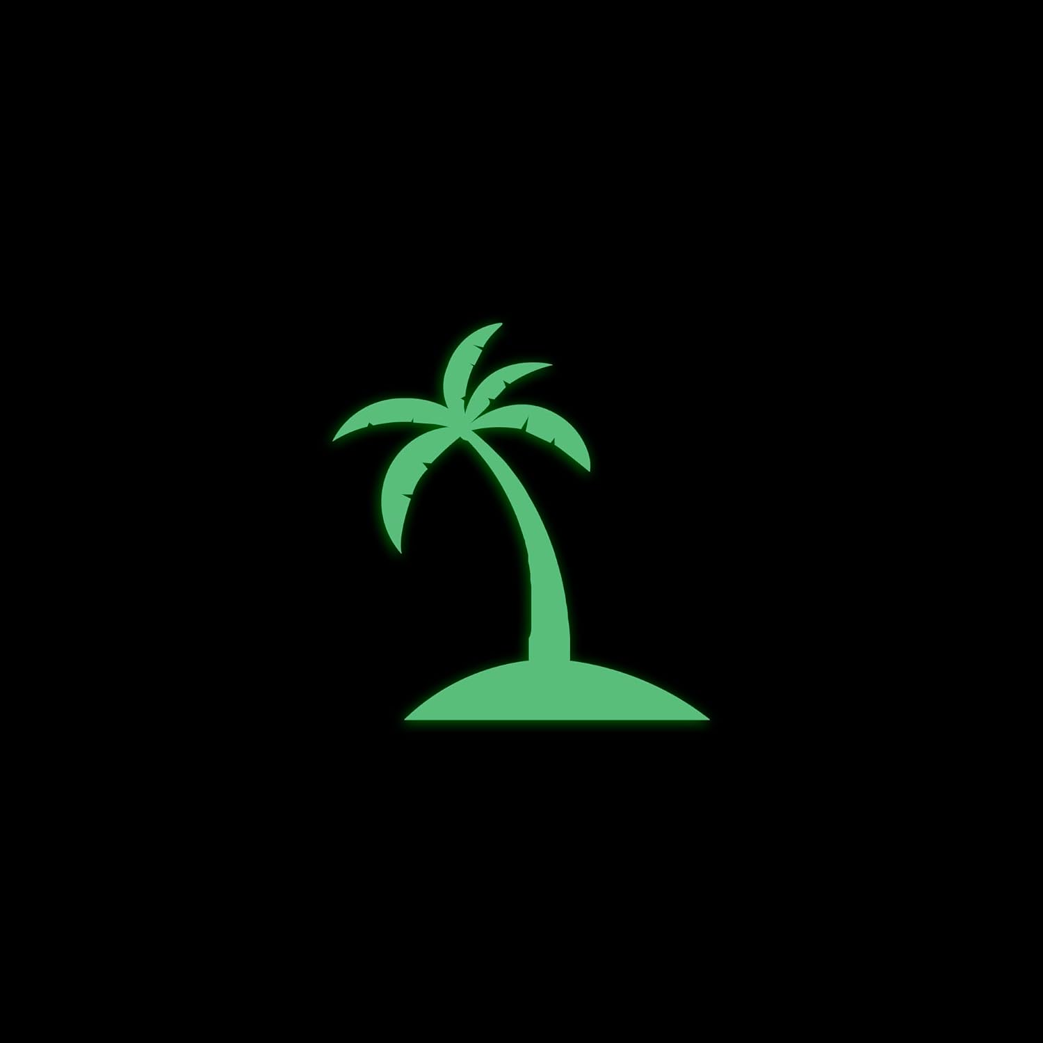 Palm Tree Beach Coconut Tropical Glow in The Dark Sticker Decal for Phone Tablet Laptop Car Truck Window | 3" Sticker | Green