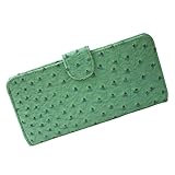 [revo revo] 10色 オーストリッチ型押し長財布 財布 かわいいくてカラフル ホワイトデー お返し 薄い財布 (7.グリーン)
