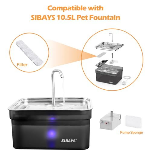 8 Pack Replacement Filters and 8 Pack Pump Filters for SIBAYS 355oz/2.8Gal/10.5L Large Dog Water Fountain, Made of Coconut Shell Activated Carbon and PP Cotton, Food Grade Water Fountain Filters 8 Pack Replacement Filters and 8 Pack Pump Filters for SIBAYS 355oz/2.8Gal/10.5L Large Dog Water Fountain, Made of Coconut Shell Activated Carbon and PP Cotton, Food Grade Water Fountain Filters