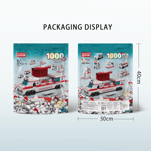 Image of SKY LINE OCEAN 6-in-1 Ambulance Building Block Set Toys | STEM Kit for Kids | Build Rescue Ambulances & Emergency Vehicles (1000+ Pcs) | Birthday Gift for Boys & Girls || 6 Months Structural Warranty