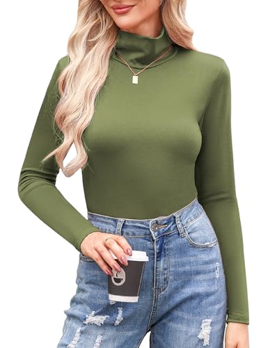 Totatuit Women's Turtleneck Long Sleeve Shirts Lightweight Fall Fashion Basic Thermal Underwear Tops Winter Clothes 2025