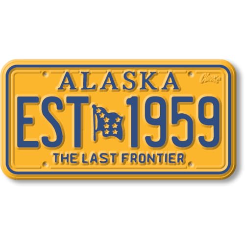 Imán decorativo placa Alaska 1.9 x 3.8 pulgadas