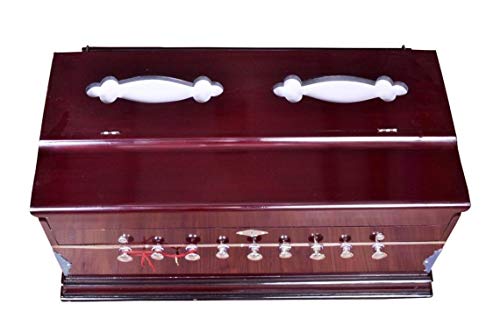 Naad Ns-1 Hand Made Wooden Harmonium Musical Instrument, In Usa, 9 Stops, 3 1/2 Octave, Double Reed, Coupler, Dark Mahogany, Standard, Padded Bag #TOP3