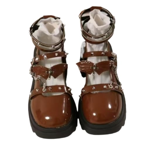 Emo Shoe Platform Y2K Grunge Women Teen Girls Chunky Goth Punk Kawaii Retro Gifts for Daughter Granddaughter Back to School Comfort, Leather Cute