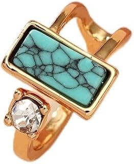 LOKILOKI Verano Playa Vacaciones Nudillo Pie Anillo Abierto Dedo del Pie Anillos para Mujeres Niñas Azul Negro Piedra Geométrica Anillo Mujer Ajustable Joyería