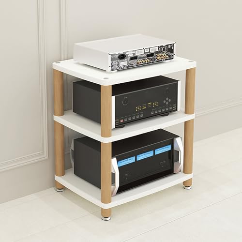Stojak na multimedia, stojak na audio, stojący stojak na audio, półka do gier, stojak na media AV z listwami zasilającymi, półka na wysoki wzmacniacz, półka na audio-wideo, na spotkanie, do salonu
