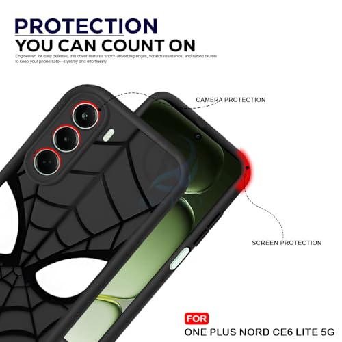 Image of AESTMO Back Case Cover for OnePlus Nord CE 6 Lite 5G Cover | Spidey Face Mask Design | Silicone Case | Full Body Protection | Camera Protection Back Cover (Black)