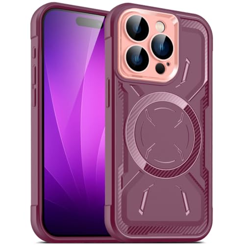 Étui de chargement sans fil magnétique vin rouge pour iPhone 15 Pro Max