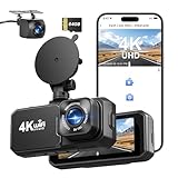 Rmana Dashcam Voiture Avant Arrière, 4K+1080P Double Caméra WiFi avec Application, Camera Embarquée Voiture IPS 3.18" avec Carte 64Go Gratuite, Camera Voiture avec Mode de Stationnement 24H, G-Capteur