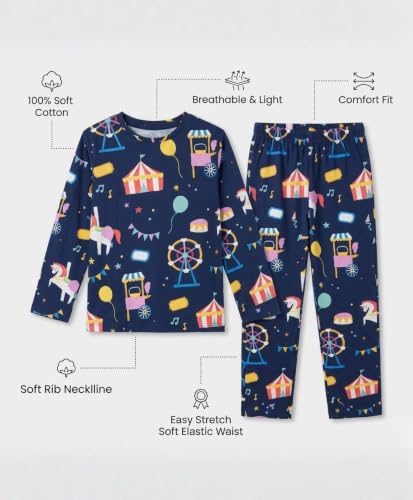 Image of Anthrilo Pure Cotton Printed Pyjama Set for Girls | Sleepwear | Night Suit, Night Wear | Long Sleeves T-Shirt & Pyjama | Regular Wear | 0-14 Years