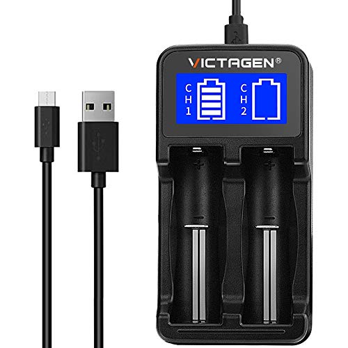 Victagen Universal Smart Charger,Speedy 18650 Battery Charger for 3.7V Rechargeable Batteries 17670 16340(RCR123) 14500 Lithium Batteries Ni-MH Ni-Cd AA AAA C IMR 10440 Rechargeable Battery (New III)